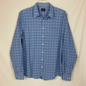 Untuckit Mens X-Large Tall Regular Blue Checked Buttoned Up Shirt XL